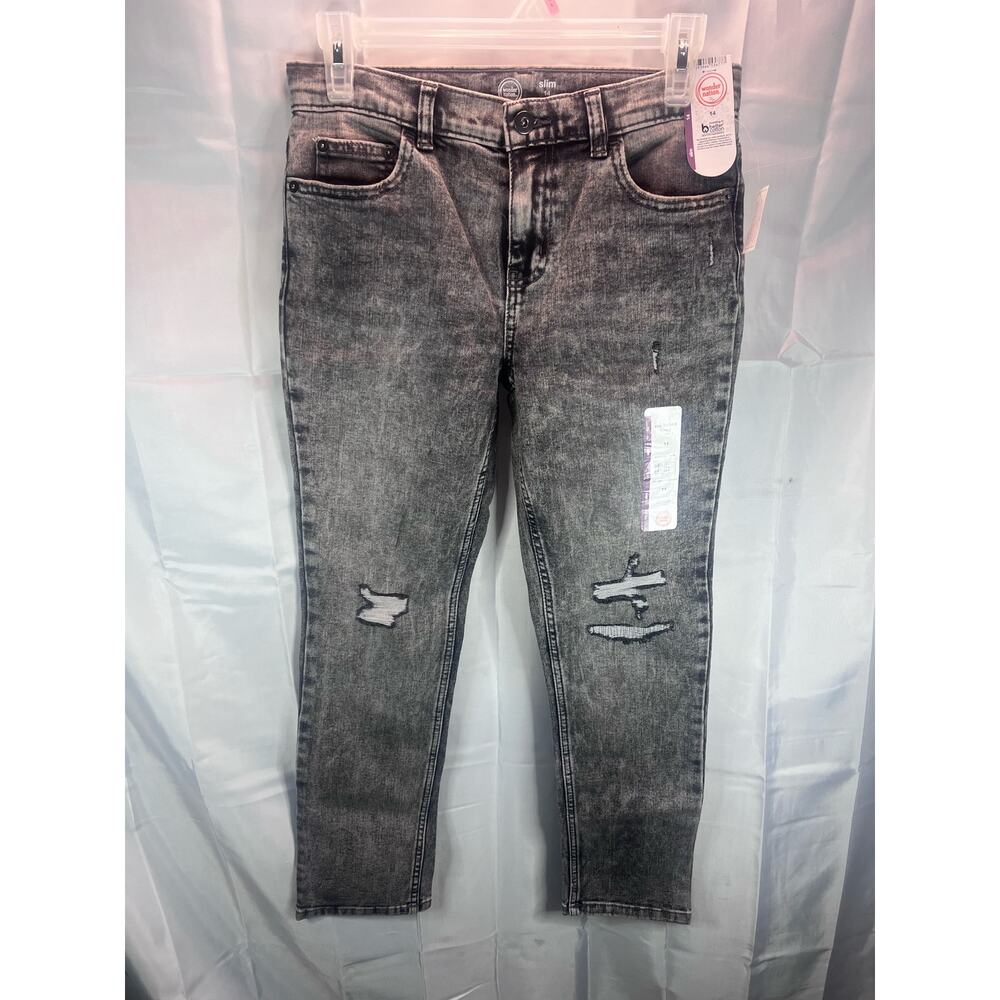 NWT‎ Wonder Nation size 14 Slim, Gray distressed,adjustable waist skinny jeans.